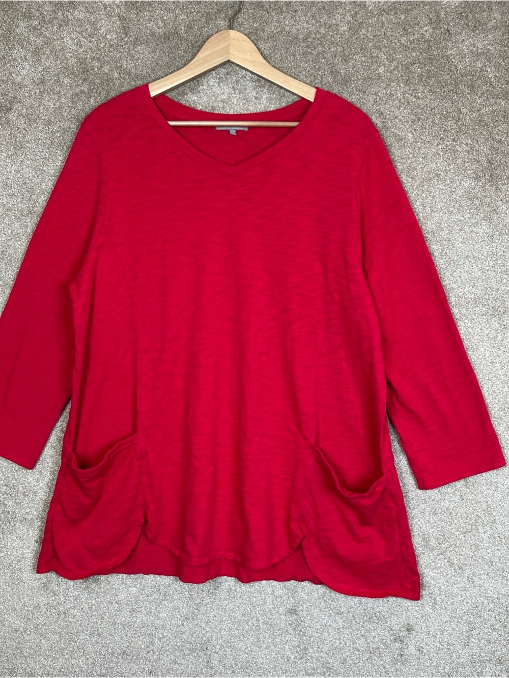 Habitat Tunic Womens Extra Large Pink Cotton Pullover Pockets Stretch- 5257